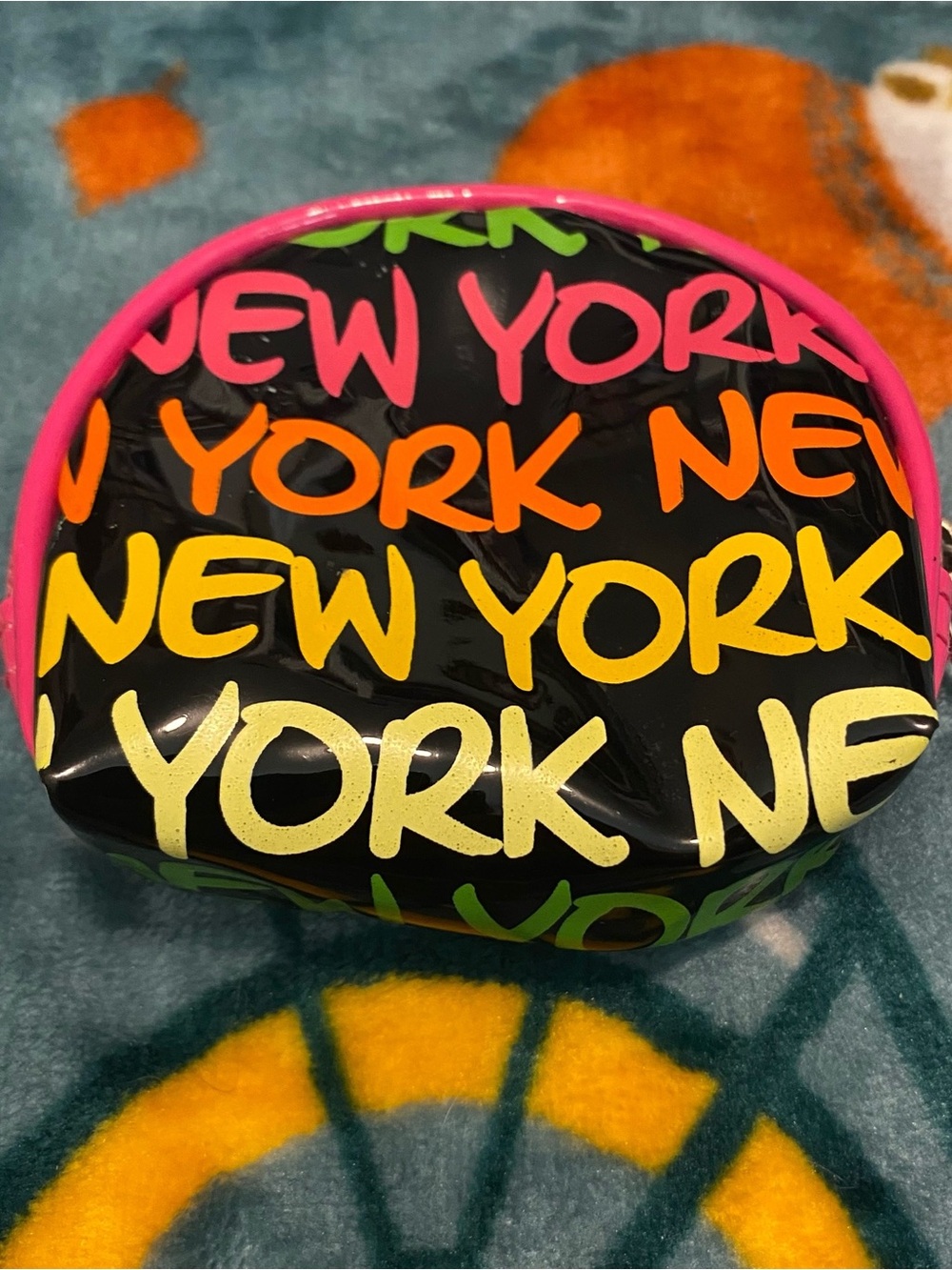 Neon 'New York' Coin Pouch Keyring - Pink Trim Robin Ruth